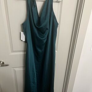 Eloquii Cowl Neck Satin Slip-dress for Wedding Guest